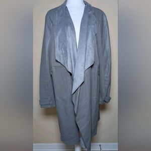 Andrew Marc Faux Leather Women's Elegant Gray Open Front Coat Sz.M